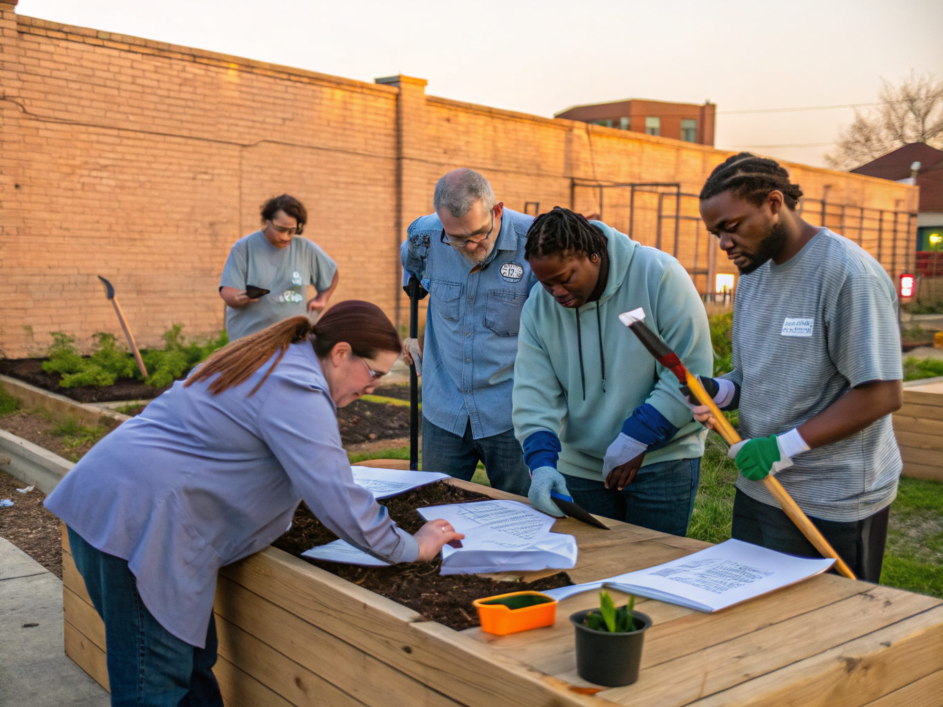 Community volunteers and neighbours planning local initiatives