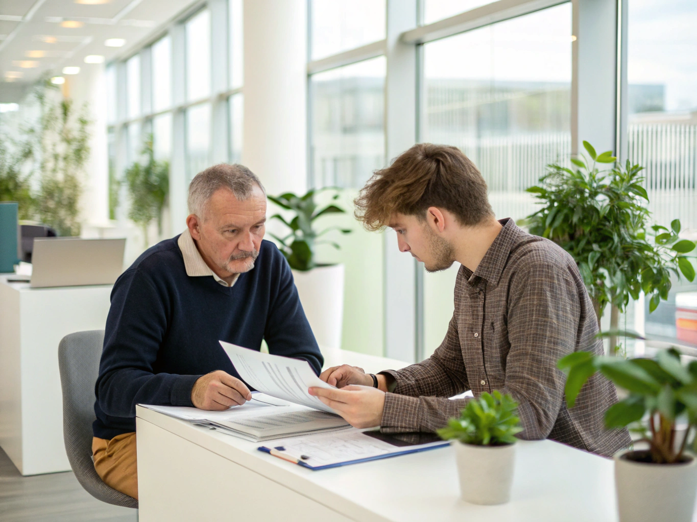 Adviser sitting with local resident discussing tenancy options